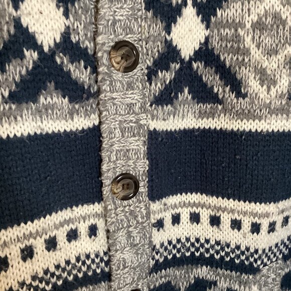 Burnside Men's Acrylic Cardigan Knit Sweater Size L Pockets Grandad Cowl Neck - Picture 5 of 8